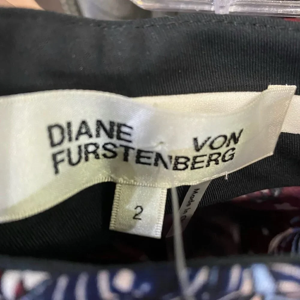 Diane Von Furstenberg Burgundy w/Blue Floral Pants